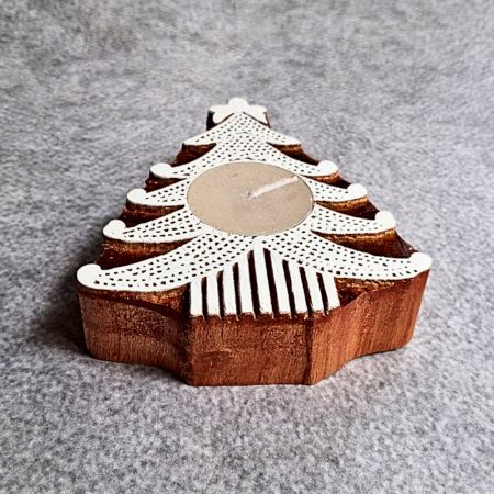 Handcrafted Wooden T Light Candle Decor Piece